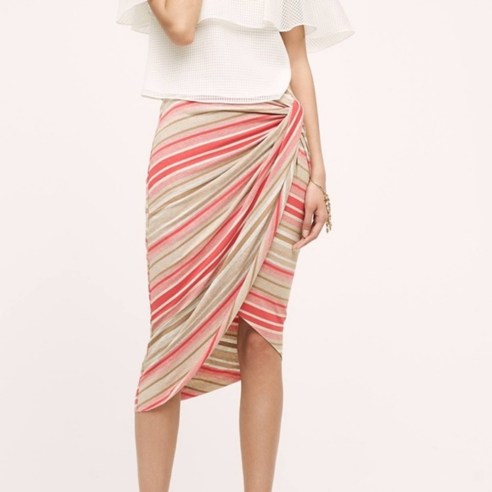 Anthro Bailey44 Striped Knotted Side Pencil Skirt - Picture 2 of 4